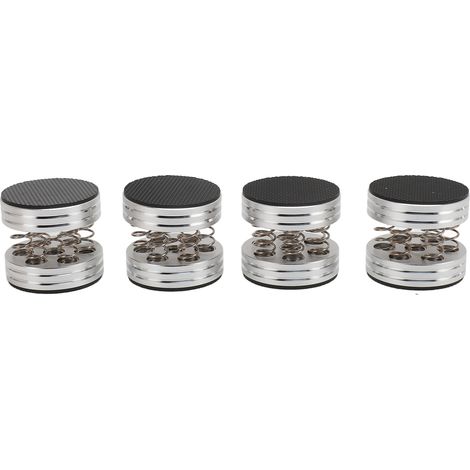 4 pieds isolants à ressort pour haut-parleurs, en alliage d'aluminium, réduisant les vibrations pour lecteur CD/DVD et amplificateur (argenté). (1/5)