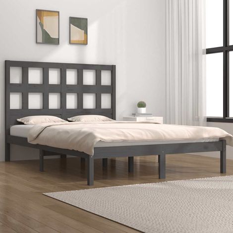 Teenpull – Massivholzbett Grau Kiefer 200x200 cm (1/5)