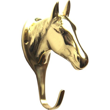 Testa di cavallo grande in ottone pesante lucidata a mano