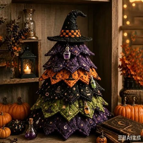 Kit de courtepointe sapin de Noël américain - Création de courtepointe sapin de Noël à l'américaine - Chapeau de sorcière