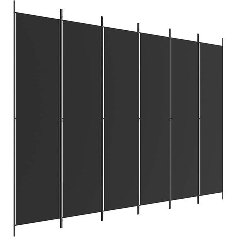 Cloison de séparation 6 panneaux Noir 300x220 cm Tissu (1/5)