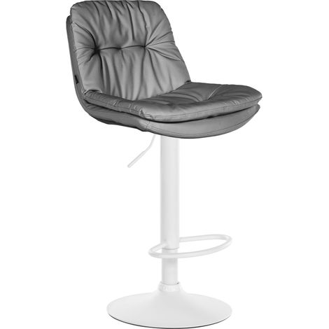 Sgabello alto x1 per cucina e bar con seduta in morbida similpelle grigia e struttura in metallo bianco 100005704