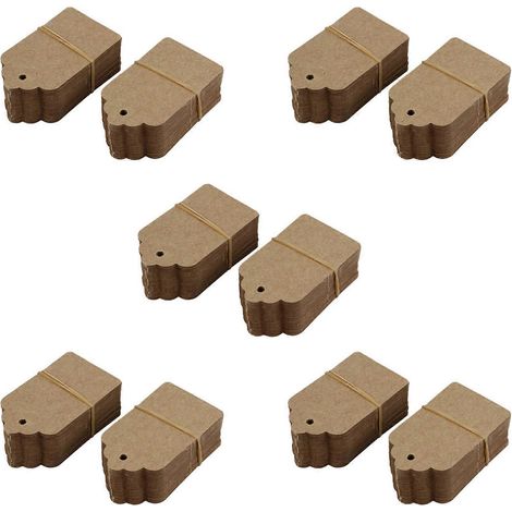 Packung mit 500 leeren, rustikalen, gewellten Kraftpapier-Etiketten, 40 mm x 70 mm, braun, Gepäckanhänger, Preisschilder - Klein (500) (1/5)