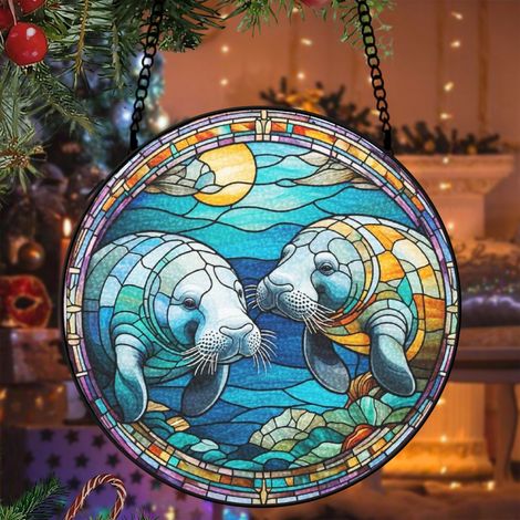 Attrape-soleil vitrail papillon 15 cm décoration suspendue fenêtre animal lumineux cadeau Noël (1/5)