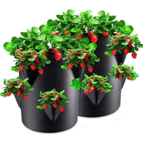 (Vert, 5 gallons, 20 x 25 cm) Sacs de culture multi-ouvertures pour fraises et tomates, réutilisables pour jardins, balcons et plantes aromatiques. (1/5)