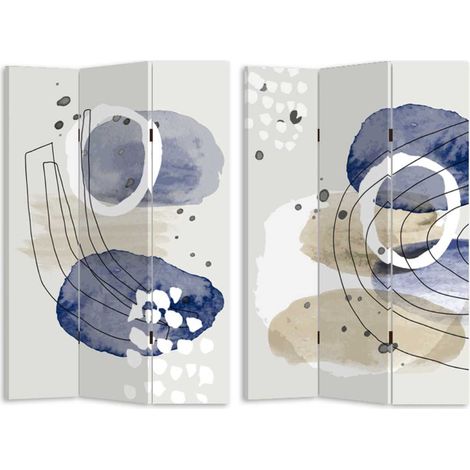 Paravento stampa cerchi bianco blu 3 ante rettangolare cm 120,6x2,5xh180,6x2,5xh180 (1/3)