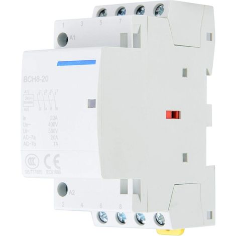 Contacteur AC domestique, 4P 20A 2NO 2NC 24V 220V/230V Contacteur AC domestique Montage sur rail DIN(220V/230V) (1/5)