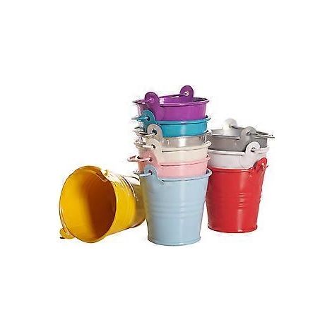 Lot de 20 mini seaux en fer, pots de fleurs décoratifs aux couleurs acidulées, petits pots de rangement pour la maison et le magasin, couleur aléatoire, taille S
