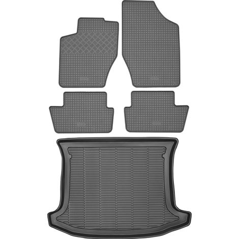 Set di tappetini in gomma per auto e tappetino per bagagliaio per Peugeot 308 I Station Wagon dal 2007 al 2013.