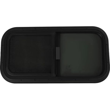 Persiana integrada para ventana de autocaravana, diseño ligero y duradero, color negro. (1/2)