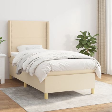 Boxspringbett mit Matratze Creme 90x190 cm Stoff (1/5)