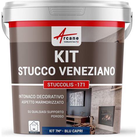 Kit stucco veneziano decorativo - KIT STUCCOLIS - 171 - 7 m² Blu Capri - ARCANE INDUSTRIES (1/2)