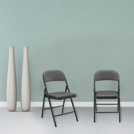 Set di 6 Sedie Pieghevoli da Conferenza con Telaio in Metallo 80 x 46 x 50 cm - Grigio pro.tec (1/5)