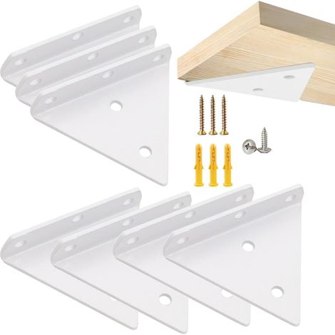 Set mit 8 unsichtbaren dreieckigen Regalträgern – Schwebende Wandregalträger für Lagerregale, Bücherregale, Küchenregale (Weiß) (1/5)