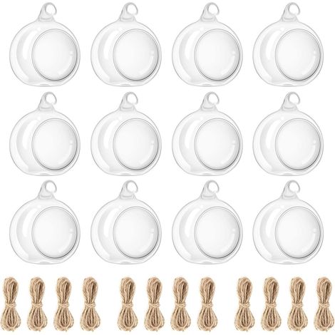 Photophore en Verre Suspendu, 12 pièces de 6 cm de diamètre Globes en Verre Bougeoirs en Verre de Terrarium pour succulentes décorations de Jardinage ou de Mariage (1/5)