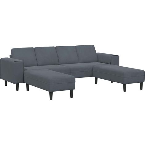 Canapé  Sofa de salon 3 pcs Gris foncé 250 x 188 x 76 cm (1/5)