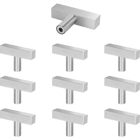 10 Pièces Bouton de Meuble, Poignée de Portes pour Placards en Acier Inoxydable Argent Poignee Meuble Cuisine Vintage avec Vis pour Commode, Armoire (1/5)