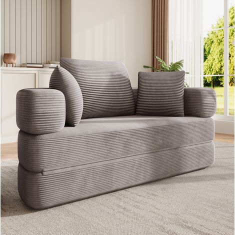 Sofá cama plegable 173x176 cm marrón gris en espuma con 3 cojines y diseño 2 en 1 (1/5)
