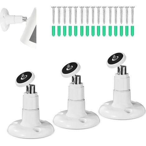 Support de caméra de sécurité 3 pièces, support mural de sécurité réglable à 360 degrés pour caméra de sécurité intérieure et extérieure (1/4)
