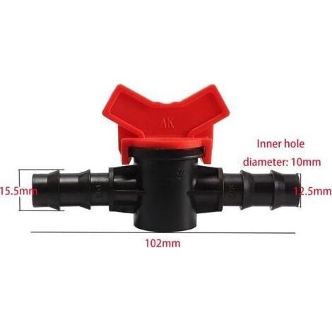 2PCS Valve à boisseau sphérique, 12 mm, POM, Interrupteur d'arrêt, Contrôle de débit, Irrigation goutte à goutte (1/5)