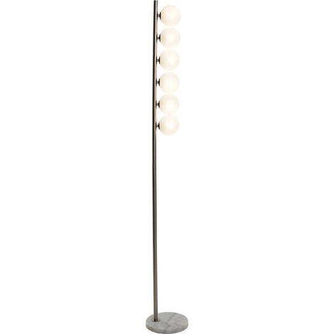 Lampe sur pied moderne en métal et verre style contemporain - Chromé et blanc opalin (1/5)