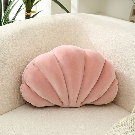 Coussin décoratif coquillage 3D en velours doux trente cinq sur vingt cinq centimètres pour canapé et lit décoration océan (1/5)