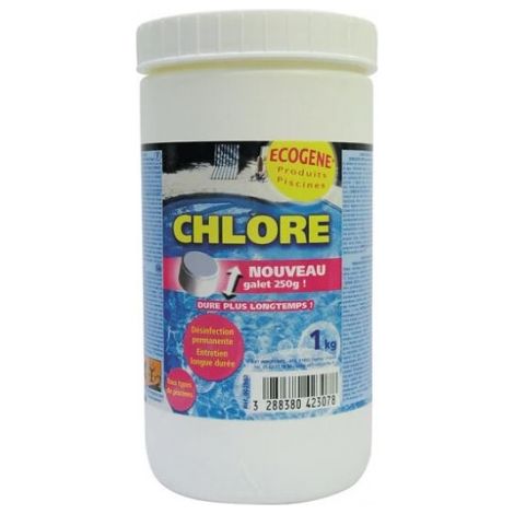 CHLORE  LENT GALETS 250 G - POT DE 1 KG