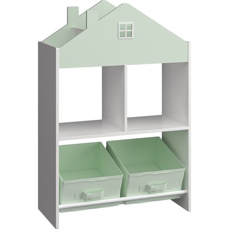 Scaffale dal design senza tempo per soggiorno camera da letto mobile contenitore per bambini verde menta/bianco 030011317