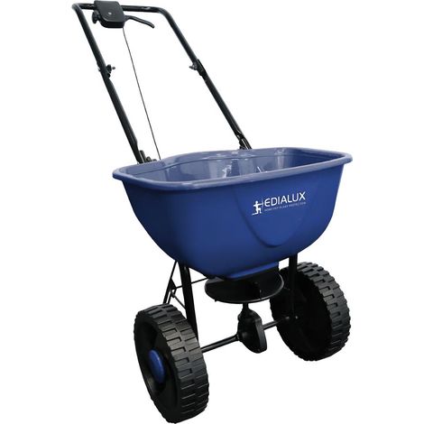 Edialux Düngerstreuer 15 L, manueller Streuwagen für Rasen, Garten und Einfahrt, einstellbare Dosierung für Dünger, Saatgut und Streusalz, gleichmäßige Verteilung