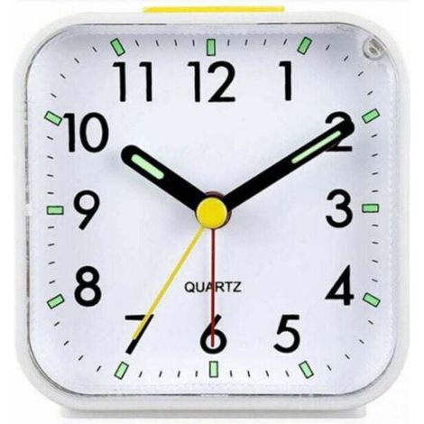 White Silent Analog Alarm Clock Non-Ticking Gentle Wake Up Beep Sounds Volume Up Snooze & Light Functions Battery Operated Easy to Set MUMU (1/4)
