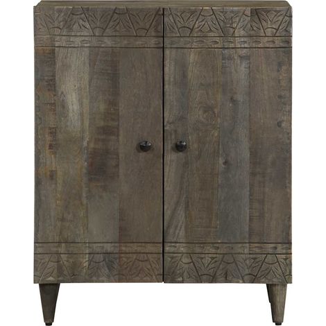 Sideboard/Anrichte/Buffet Hellgrau 60x33,5x75 cm Massivholz Mango LXWW523796 (1/5)
