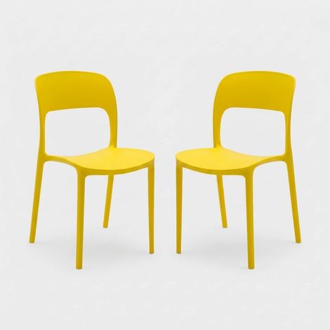 Set 2 sedie da interno ed esterno impilabili Sirolo - Giallo (1/4)