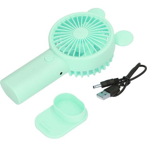 Ventilateur portable en plastique, batterie USB, double entraînement par batterie au lithium intégrée, mini ventilateur de bureau pour l'été, vert (1/4)