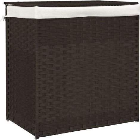 Panier à linge double couche, marron foncé, 53 x 35 x 57 cm (1/5)