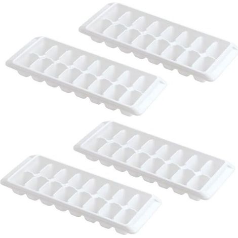 Bac à glaçons blanc à dégagement facile, 16 bacs à glaçons (lot de 4 - 64 glaçons) (1/4)