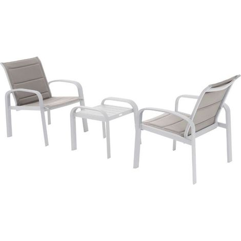 Set di mobili da giardino duo in alluminio a 2 posti elyn nocciola e bianco - Hespéride (1/4)