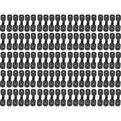 100 clips de fijación ovalados de ABS negro para toldos, fáciles de usar, para mallas antipájaros y mallas de jardín. (1/5)