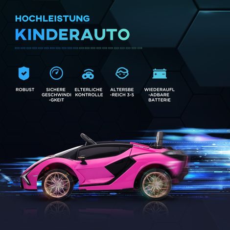 Voiture électrique enfant Lamborghini rose, télécommandée, 3-5 km/h, pour filles et garçons de 3 à 5 ans, jouet de luxe avec commande parentale (1/5)