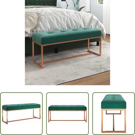 vidaXL Banc en velours - Banc Vert foncé 110x36x45 cm Velours (1/5)