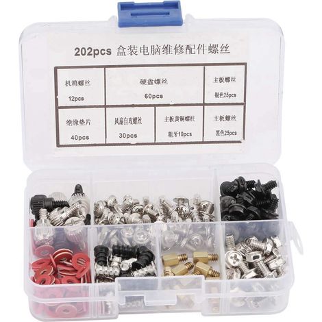 Kit assortimento di 202 pezzi per scheda madre, hard disk, viti e PC, accessori per la riparazione di computer.
