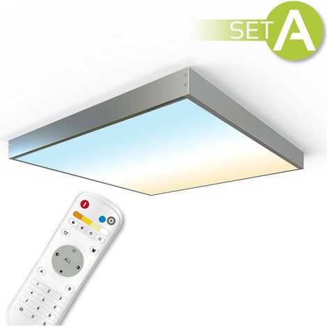 CCT LED Panel 60x60cm Aufbauset 36W 3000K-6000K inkl. Fernbedienung und Aufbaurahmen