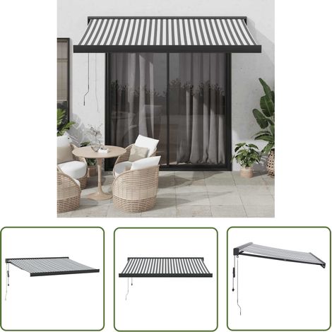 vidaXL Auvent rétractable anthracite et blanc 3,5x2,5m tissu/aluminium (1/5)