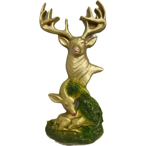 Statuette Cerf - Résine - Décoration Intérieure Pour Salon Tv Étagère Entrée - 19.5 x 9 cm - 1 Pièce (1/5)