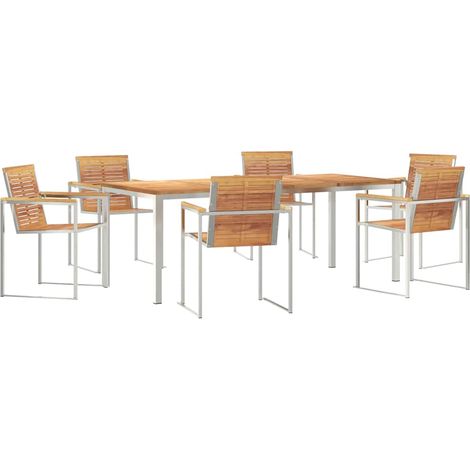 Maison Exclusive - Garten Essgruppe 7 pcs Massives Teakholz und E