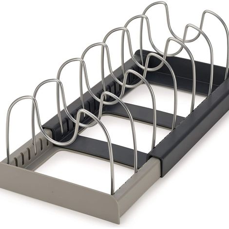 Étagère télescopique réglable, couvercle et plateau de rangement, PP + acier inoxydable (1/5)