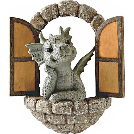 Lot de 2 figurines décoratives de jardin en forme de dragon - Petites figurines de dinosaures en polyrésine pour la décoration extérieure (1/4)
