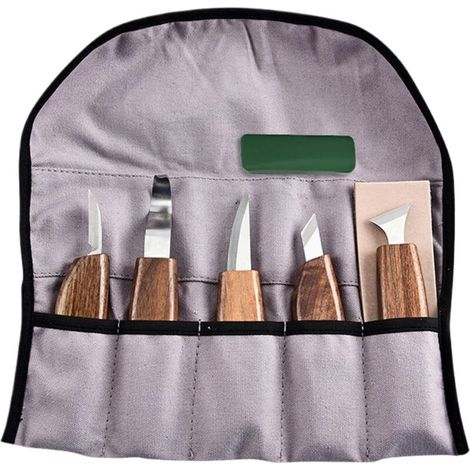 Kit de Sculpture sur Bois 8 Pièces – Outils de Détails pour Débutants, Couteaux à Cuillère et Ciseaux Polyvalents – Portable (1/5)