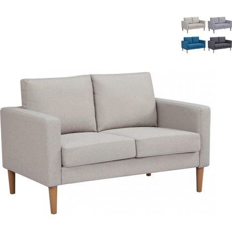 Sofá moderno de 2 plazas en algodón 137x73x82cm Ramsey - Beige (1/5)