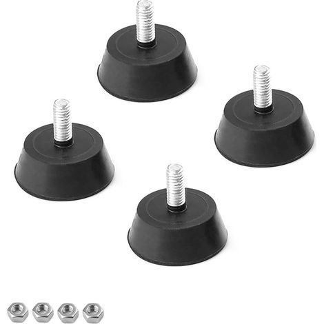 0XBIT 4 Pièces Pied de Meuble Reglable, Pied Reglable Amortisseurs en Caoutchouc, avec Filetage M6, Diamètre 32 mm Pied Caoutchouc, Haute Stabilité, pour Meubles, Équipement (1/5)