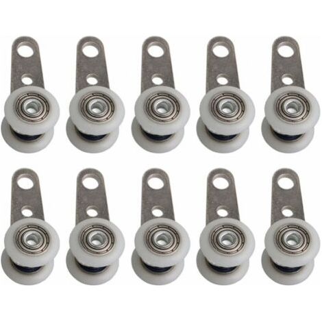 Lot de 10 roulettes pour baies vitrées ou portes coulissantes - en métal et en plastique - 4,5 x 1,9 cm (1/4)